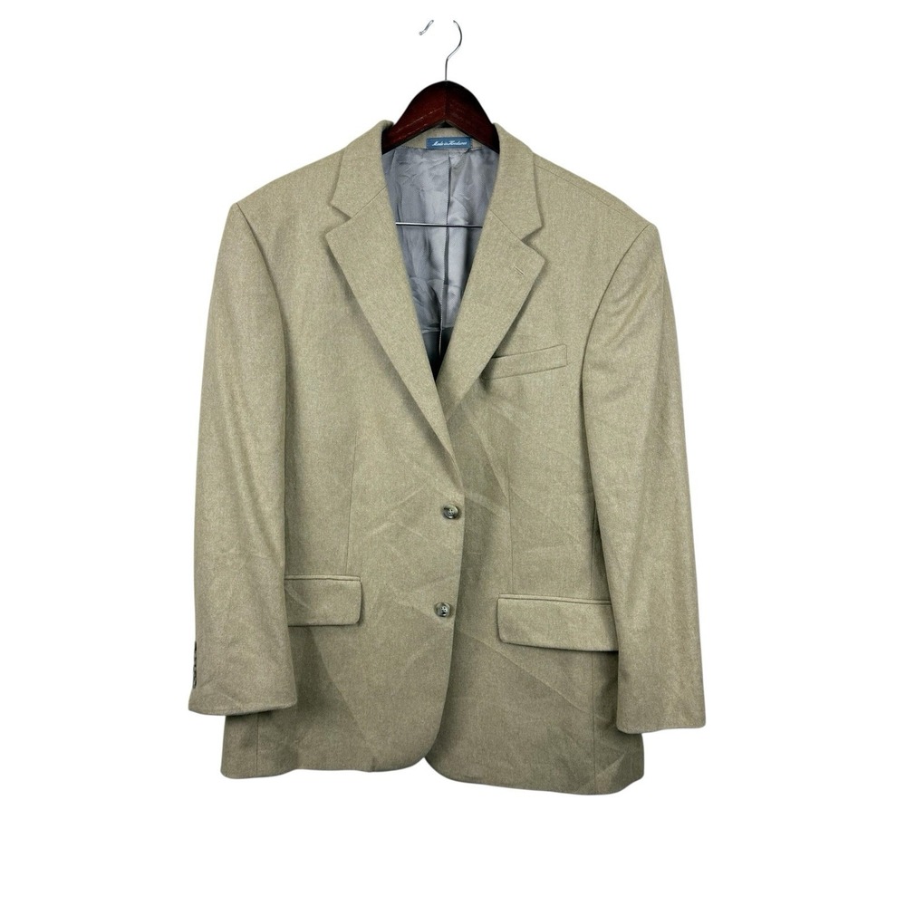Oscar De‎ La Renta Blazer Jacket Cashmere Wool Nylon 2 Button Tan Size 43R